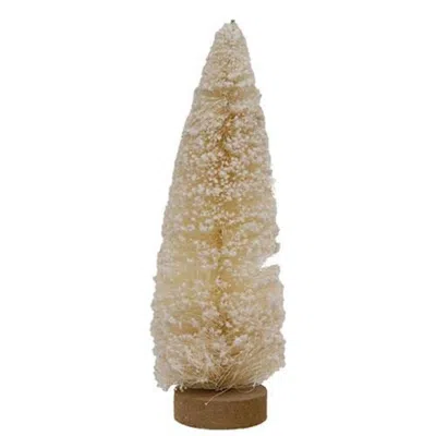 Homegifo Flocked White Bottle Brush Tree 12" In Neutral