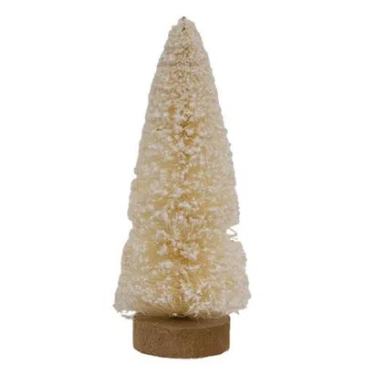 Homegifo Flocked White Bottle Brush Tree 9" In Neutral