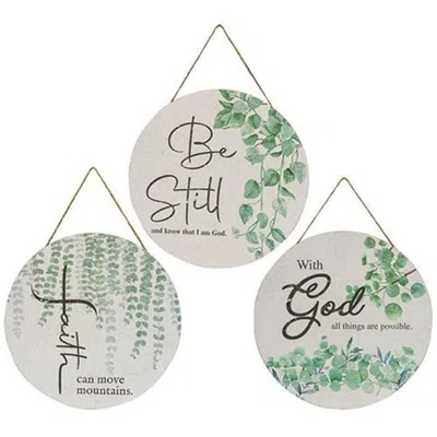 Homegifo Floral Comfort Round Sign 3 Asstd. In Green