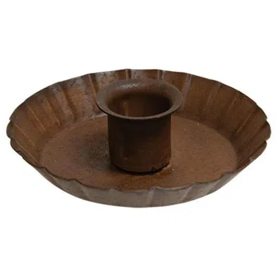 Homegifo Fluted Taper Holder Rusty In Brown