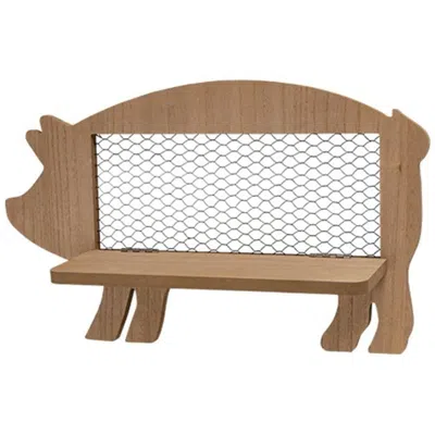 Homegifo Folding Chicken Wire & Wood Pig Shelf In Brown