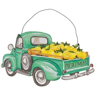 Homegifo *fresh Lemons Wooden Truck Hanger In Black