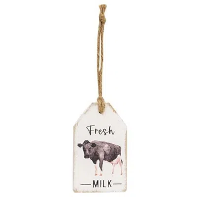 Homegifo *fresh Milk Cow Wood Tag In Neutral