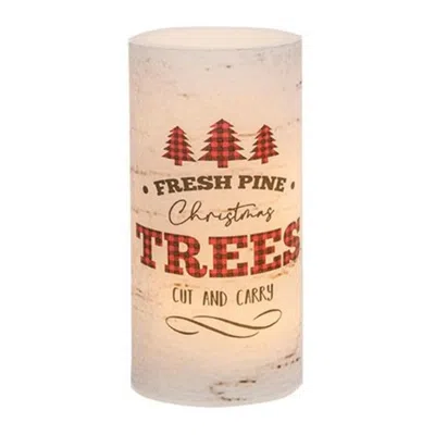 Homegifo Fresh Pine Christmas Trees Timer Pillar In Neutral