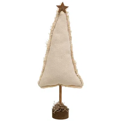Homegifo Fringed Stuffed Ivory Canvas Christmas Tree On Base 14.5" In Neutral
