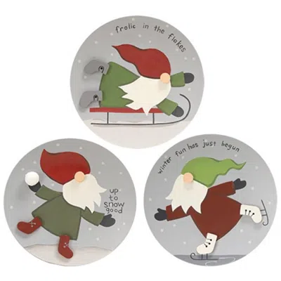 Homegifo *frolic In The Flakes Gnome Plate 3 Asstd. In Multi
