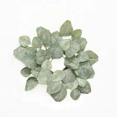 Homegifo Frosted Dollar Eucalyptus Leaf Candle Ring 3.5" In Brown