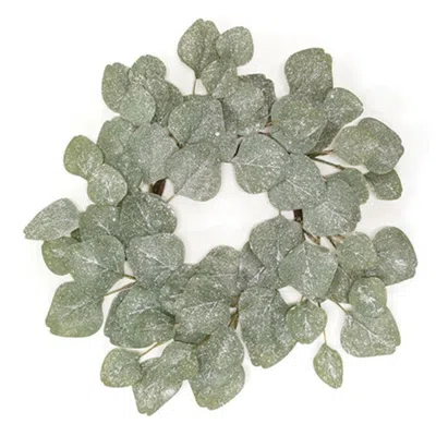 Homegifo Frosted Dollar Eucalyptus Leaf Candle Ring 6.5" In Green