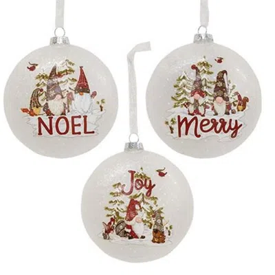 Homegifo Frosted Glass Gnome Bulb Ornament 3 Asstd. In White