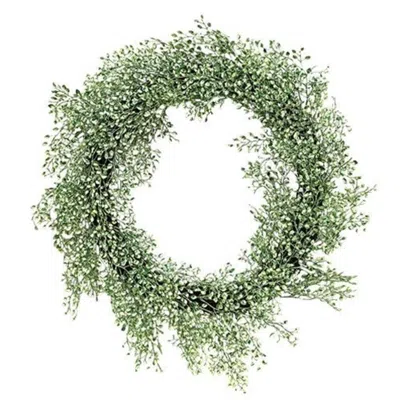Homegifo Frosted Green Little Luna Leaves Wreath 20"