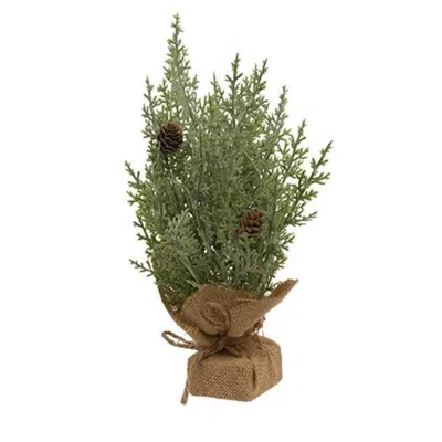 Homegifo *frosted Woodland Cedar Tree W/burlap Base 12" In Green