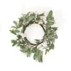 Homegifo Frosty Gathered Greens & Berries Candle Ring 6.5"