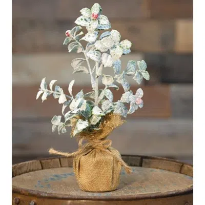 Homegifo *frosty Leaves Tree 10" In Green