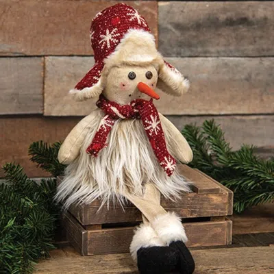 Homegifo Furry Dangle Leg Snowman W/hunter Hat & Scarf In Multi