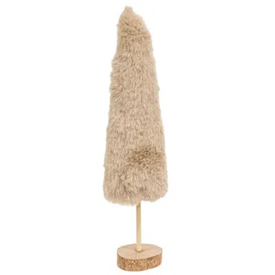 Homegifo Furry Ivory Sparkle Christmas Tree 11"h In Burgundy
