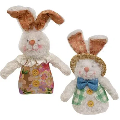 Homegifo Fuzzy Dressed Up Easter Bunny Ornament 2 Asstd. In White