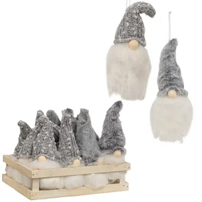 Homegifo Fuzzy Gray Gnome Ornament 2 Asstd. In Multi
