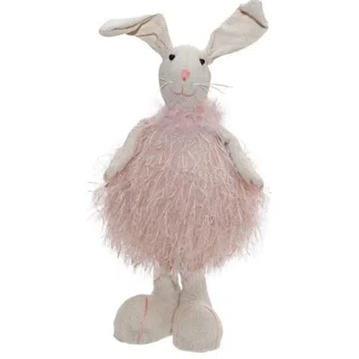 Homegifo Fuzzy Pink Standing Bunny In Neutral