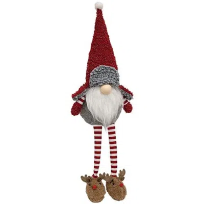 Homegifo Fuzzy Red Gnome With Reindeer Slippers In Multi