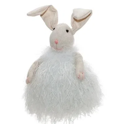 Homegifo Fuzzy White Chubby Sitting Bunny