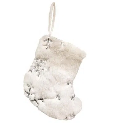 Homegifo Fuzzy White Snowflake Mini Christmas Stocking In Neutral
