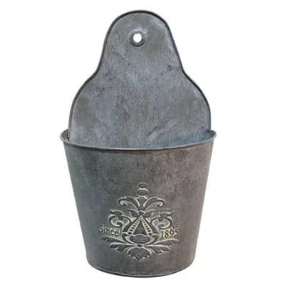 Homegifo Galvanized Metal Wall Pocket 11" In Gray