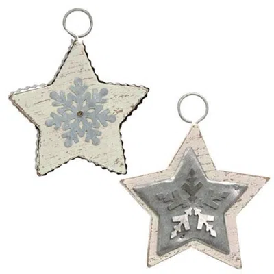 Homegifo *galvanized Star Ornament 2 Asstd. In Gray