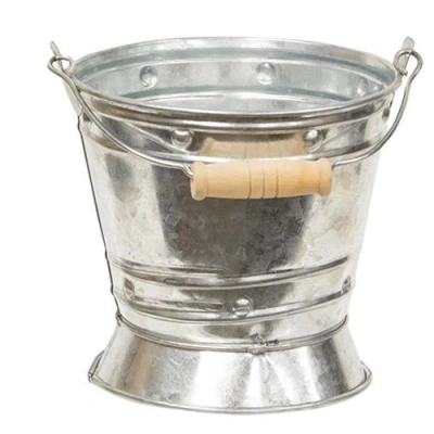 Homegifo Galvanized Tin Pail W/handle In Metallic