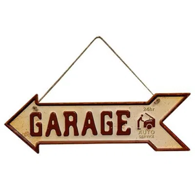 Homegifo Garage 24hr Auto Service Hanging Metal Sign In Brown