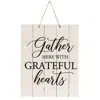 Homegifo Gather Here With Grateful Hearts Vertical Pallet Board Rope Sign