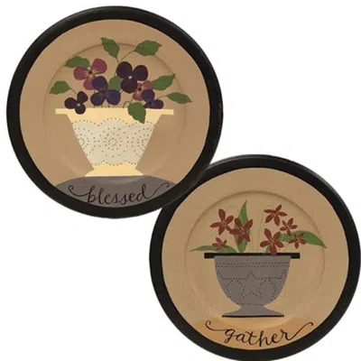 Homegifo *gather Or Blessed Floral Plate 2 Asstd. In Brown