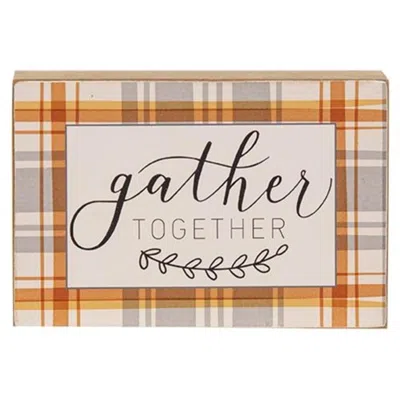 Homegifo *gather Together Plaid Box Sign In Brown