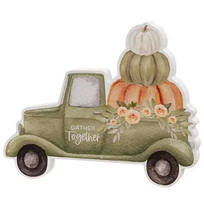Homegifo Gather Together Watercolor Chunky Pumpkin Truck In Green