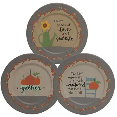 Homegifo *gathered Around The Table Plate 3 Asstd. In Multi