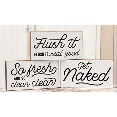 Homegifo Get Naked Wood Block. 3 Asstd. In White