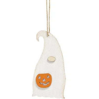 Homegifo *ghost Gnome With Jack O Lantern Ornament In White