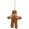 Homegifo Gingerbread With Ticking Stripe Scarf Fabric Ornament