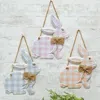 Homegifo Gingham Bunnies Hanging Metal Sign 3 Asstd.