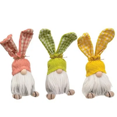 Homegifo *gingham Waffle Bunny Gnome 3 Asstd. In Multi