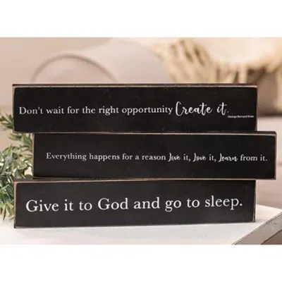 Homegifo Give It To God Wooden Block 3 Asstd. In Black