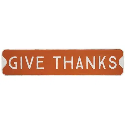 Homegifo *give Thanks Orange Metal Sign In Brown