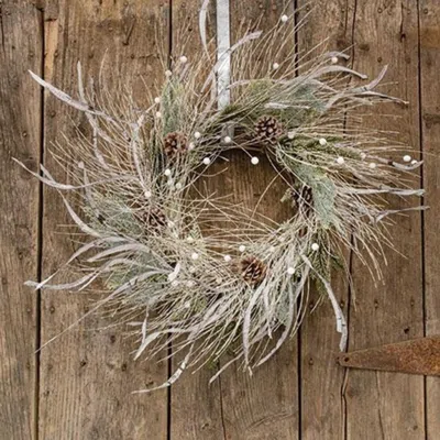 Homegifo Glistening Pine & Frosty Grass Wreath In Multi