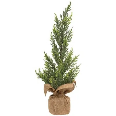 Homegifo Glittered Cedar Tree With Burlap Base In Brown