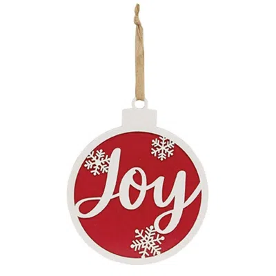 Homegifo Glittered Joy & Snowflakes Christmas Bulb Sign In Red