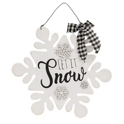 Homegifo Glittered Let It Snow Snowflake Sign In White