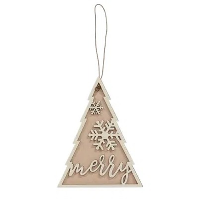 Homegifo Glittered Merry Snowflake Christmas Tree Ornament In Neutral