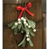 Homegifo Glittered Mistletoe Bunch W/red Ribbon