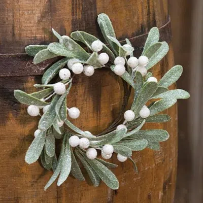Homegifo Glittered Mistletoe Candle Ring 9" In Green