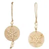 Homegifo Glittered Natural Snowflake Wood Round Ornament 2 Asstd.