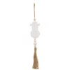 Homegifo *glittered White Snowman Beaded Wood Ornament With Tassel